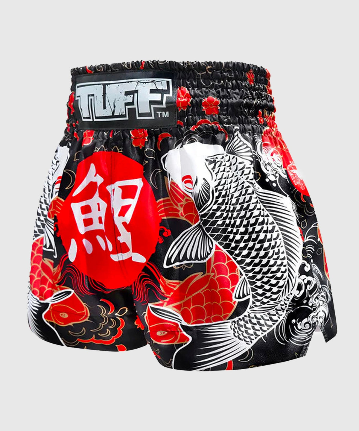 Tuff Japanese Koi Fish Pantaloncini da Muay Thai - Nero