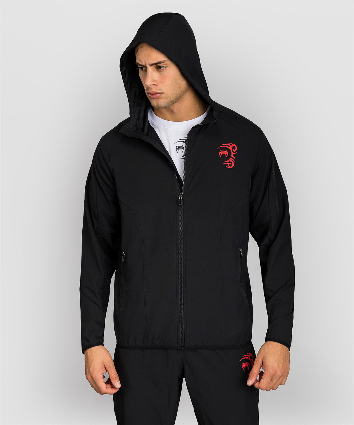Veste de Survêtement Venum x Mike Tyson Tiger - Noir Profond/Rouge Intense