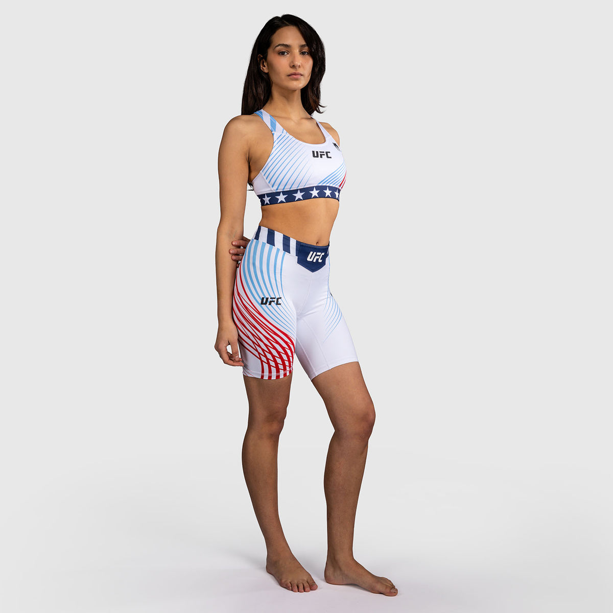 Official UFC Freedom 250 by Venum Authentic Pantaloncini Vale Tudo taglio lungo da donna - Bianco