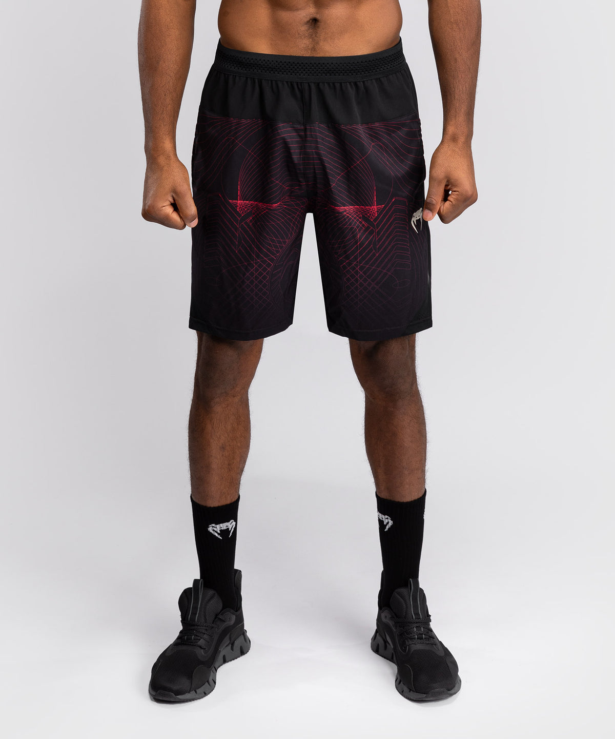 Venum G-Fit Air Herren Trainingsshorts - Tiefschwarz/Feuerrot