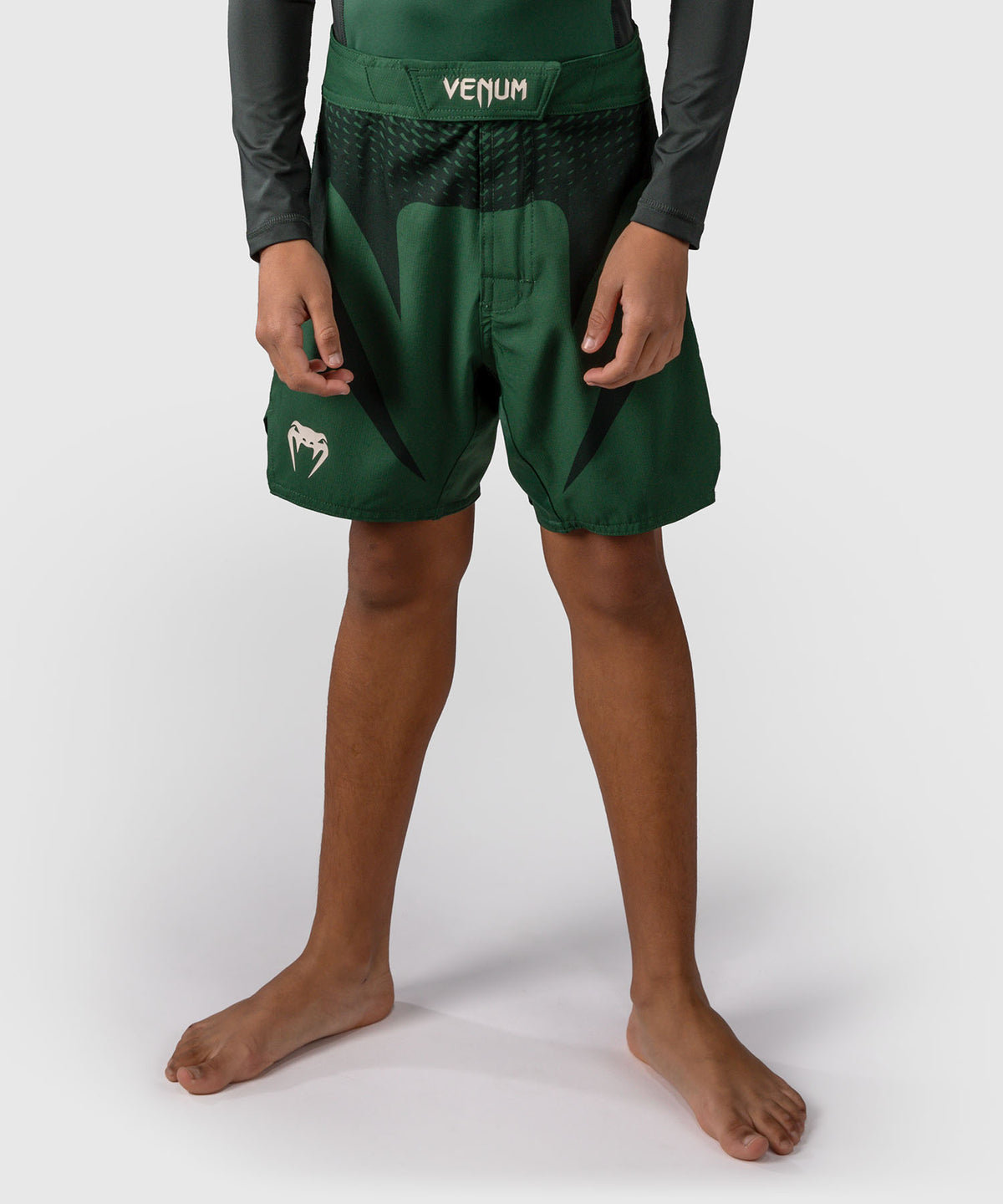 Venum Attack Kids Fightshorts - Waldgrün/Off-White