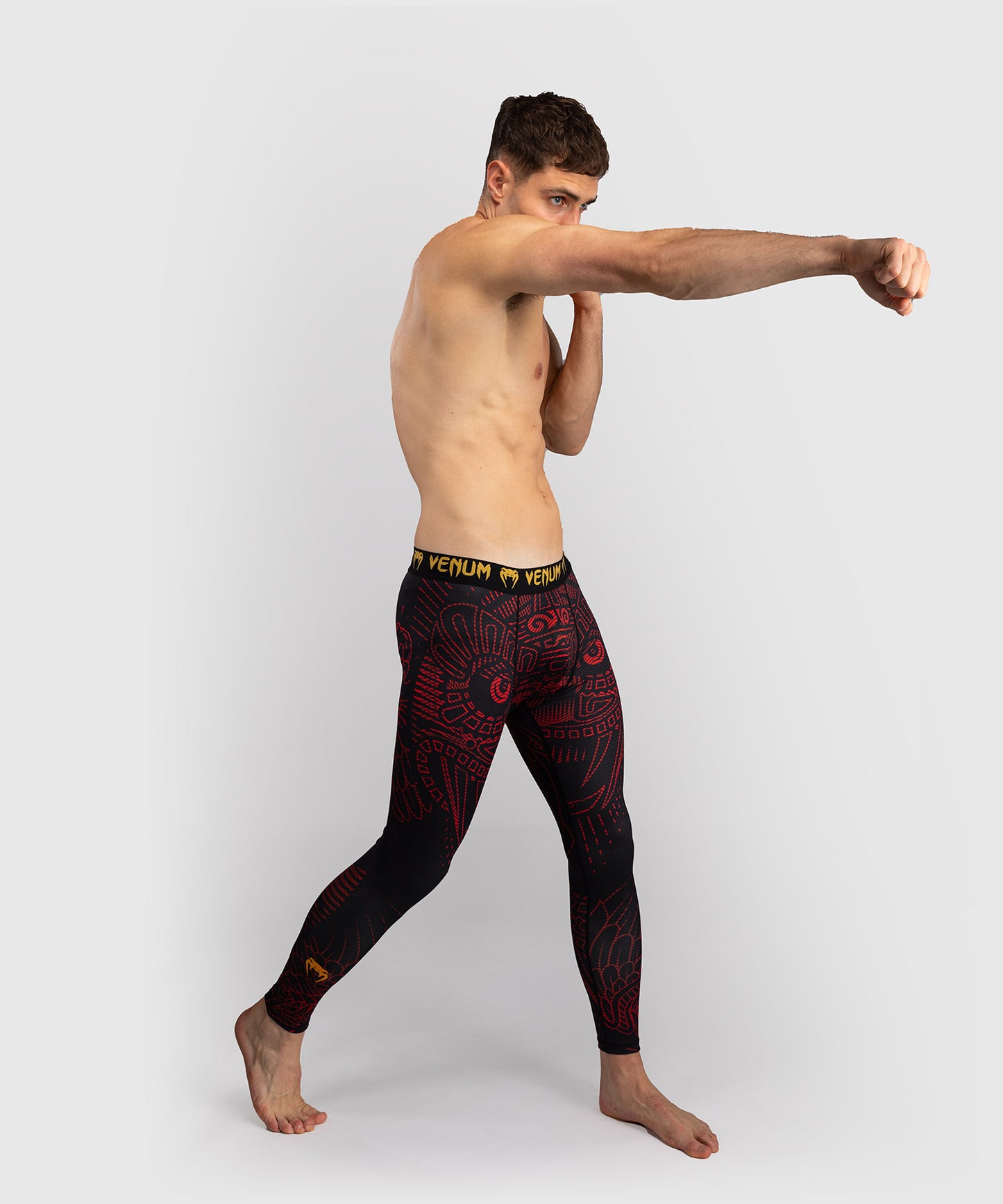 Venum Quetzal Fury Spats - Black/Fury Red/ Tangerine