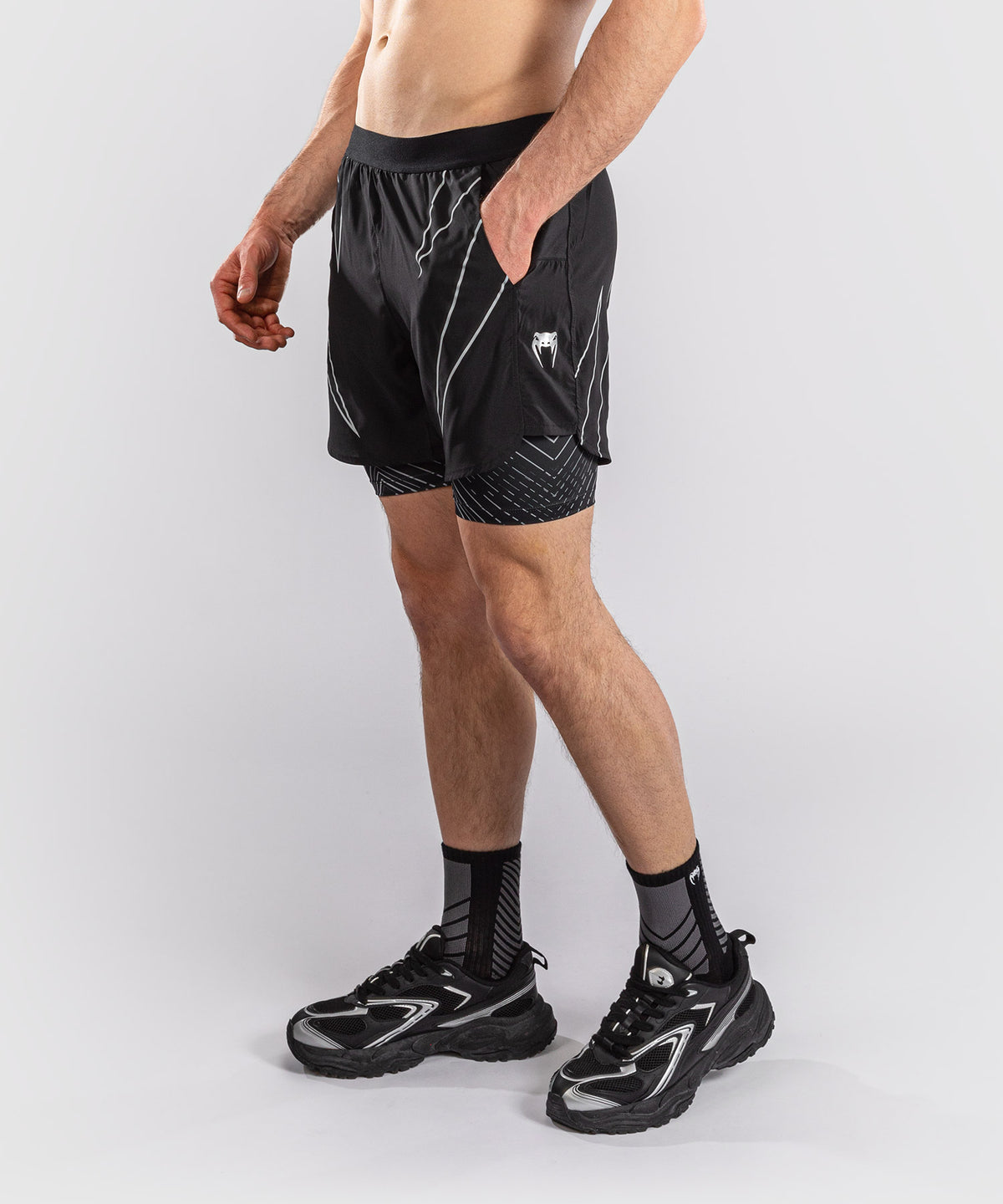 Venum Midnight Fury Training Shorts - Black/Grey/Silver