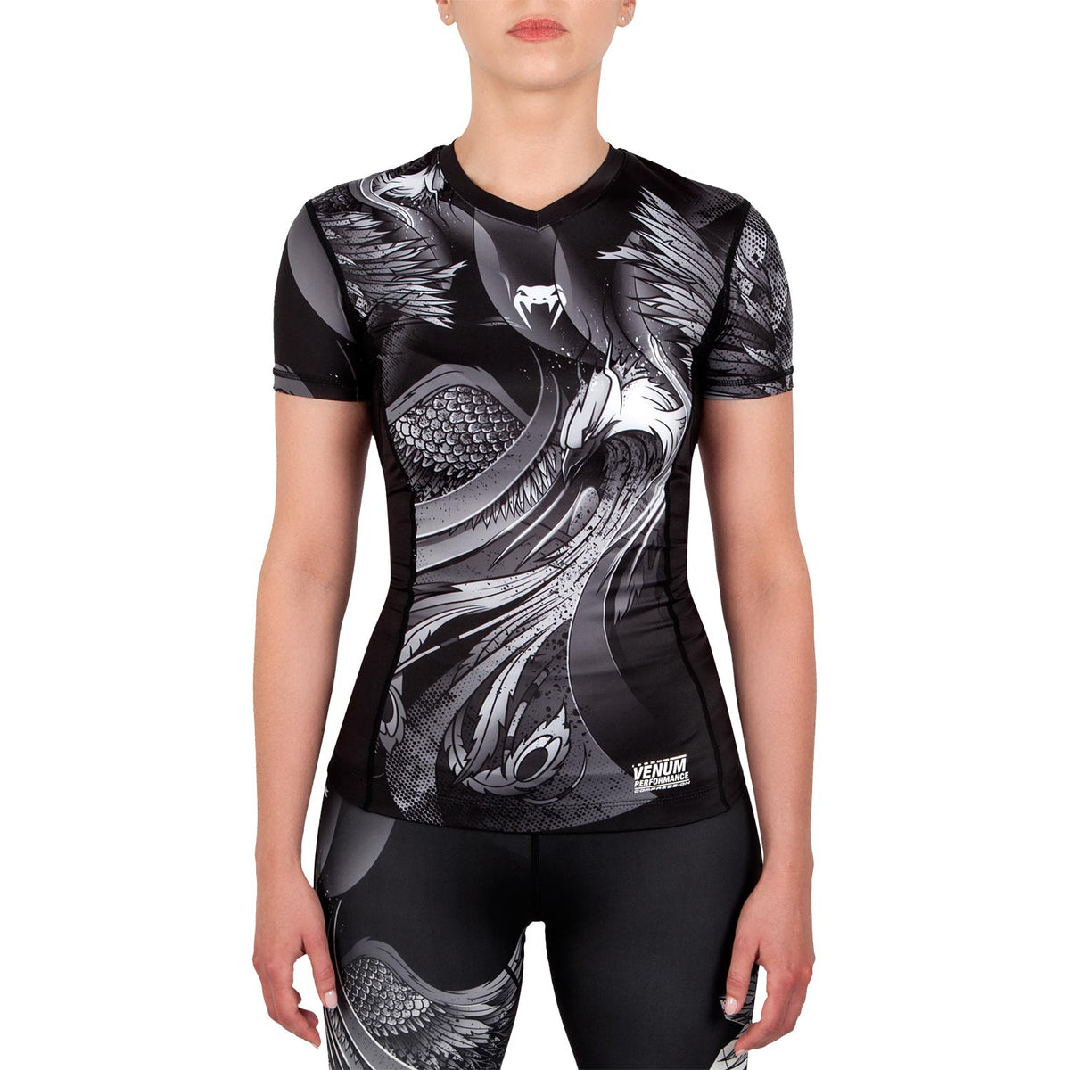 Venum Phoenix Rashguard - Kurzarm - Schwarz/Weiß - Für Frauen