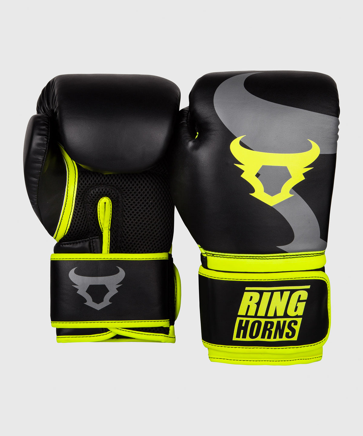 Gants de boxe Ringhorns Charger - Noir/Jaune Fluo