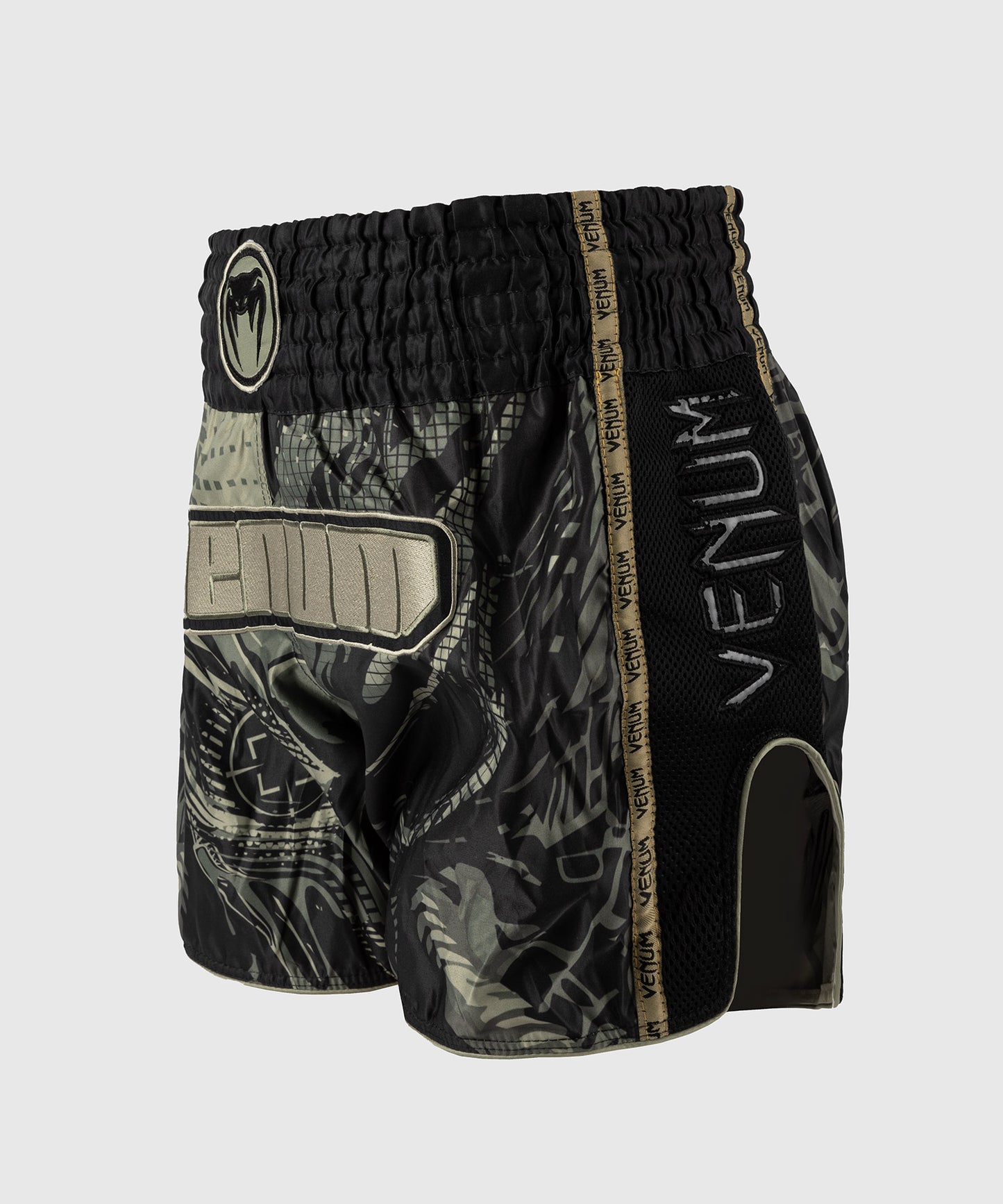 Venum Invader Pantalones Cortos de Muay Thai - Negro/Sand