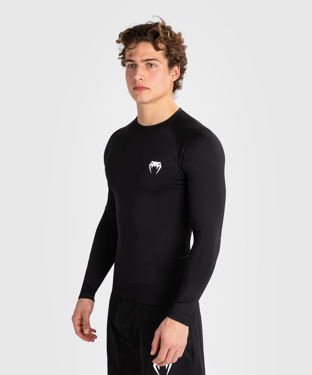 Venum Contender Lycra de manga larga para hombre - Negra/Blanca