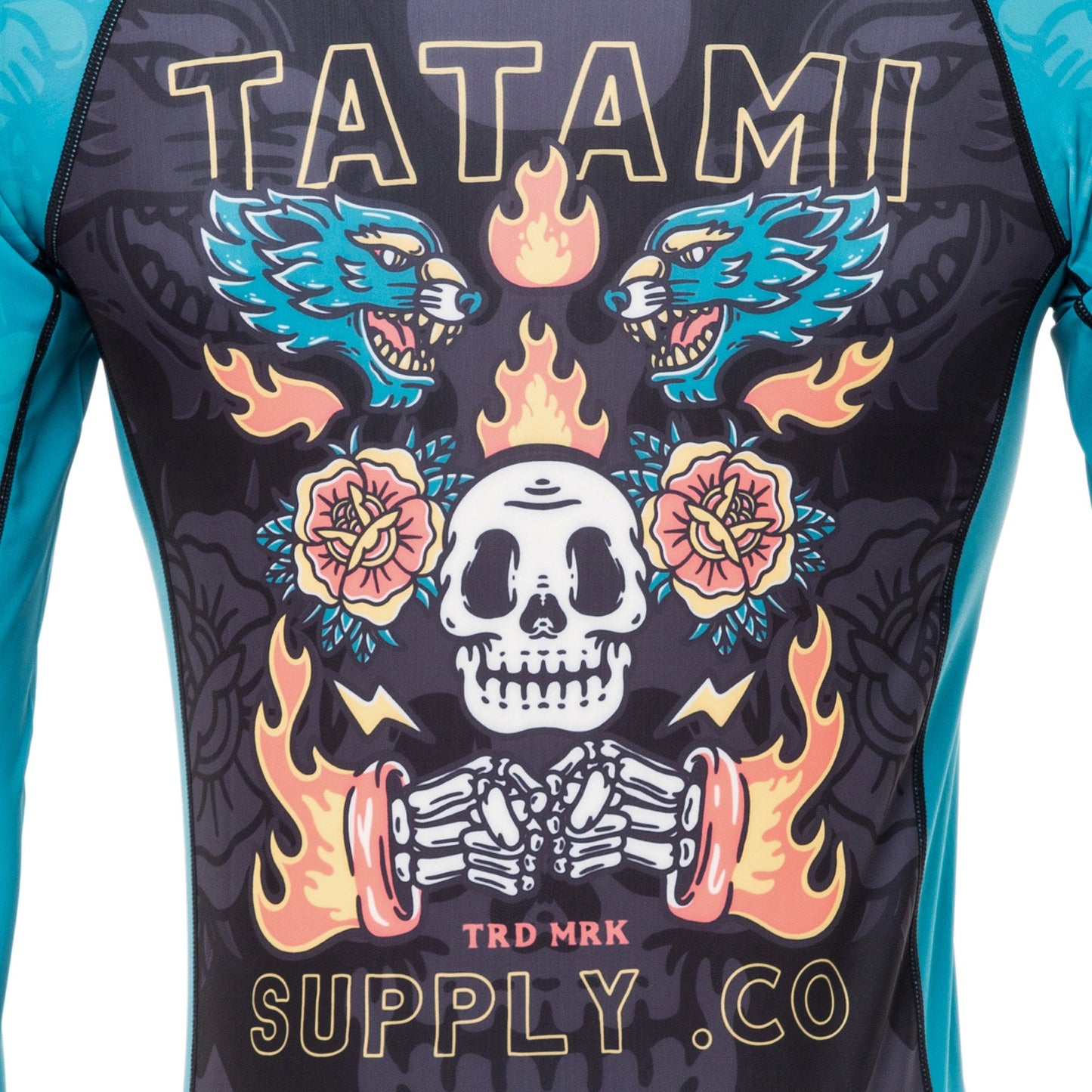 Tatami Fightwear Día de Los Muertos Eco Tech Recyceltes Langarm Kompressions-T-Shirt - Schwarz/Blau