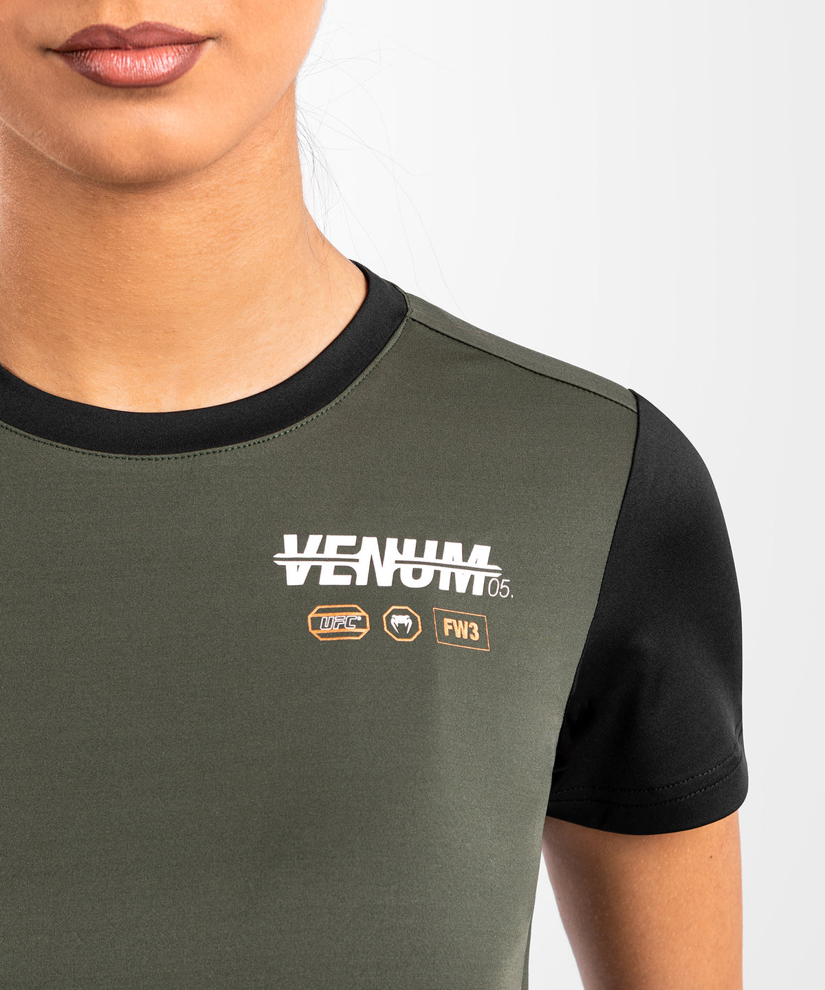 T-shirt Dry-Tech pour Femmes UFC Adrenaline by Venum Fight Week - Kaki/Bronze