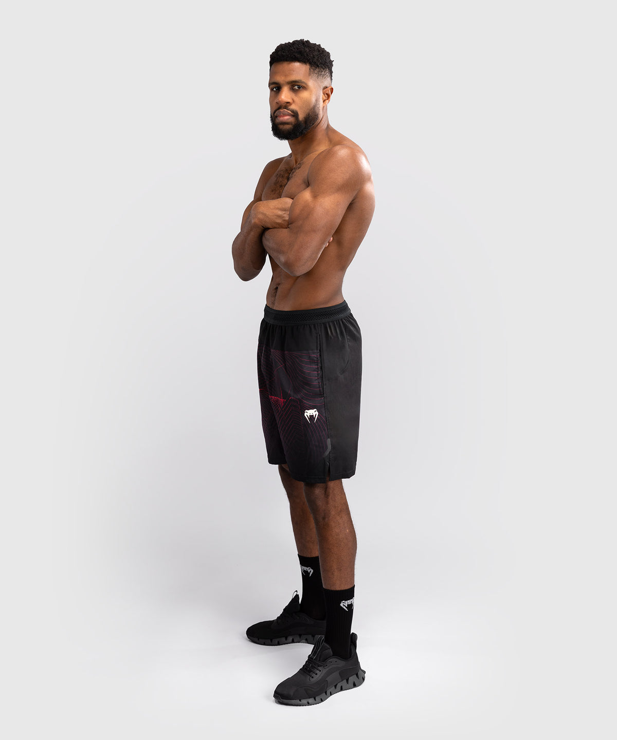 Venum G-Fit Air Herren Trainingsshorts - Tiefschwarz/Feuerrot