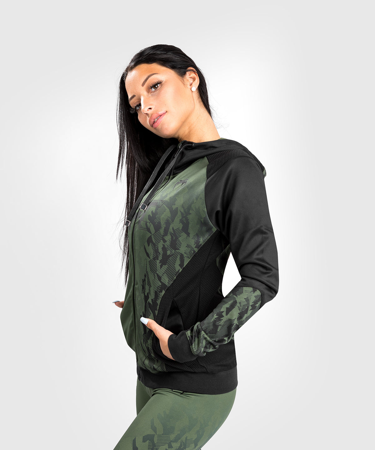 Sudadera Con Cremallera Para Mujer UFC Venum Authentic Fight Week - Caqui