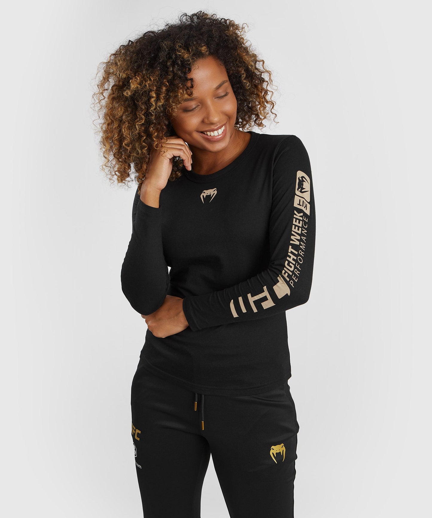 Women's UFC Adrenaline by Venum Fight Week Long Sleeve Cotton T-Shirt - Black