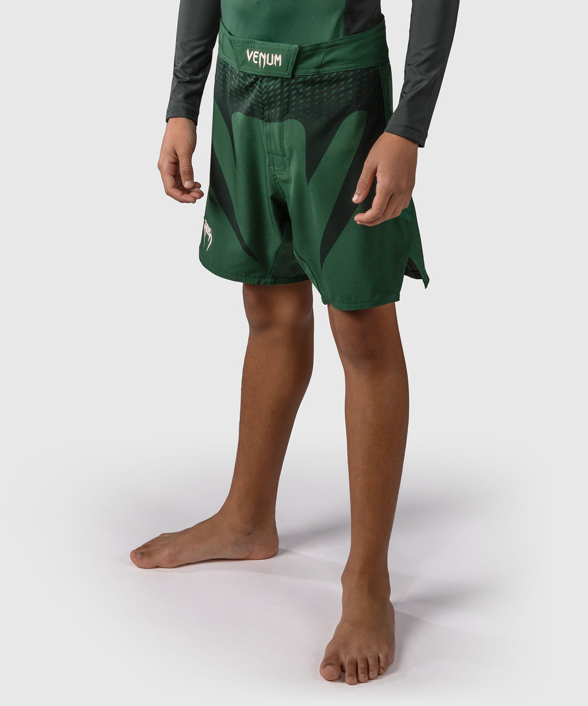 Venum Attack Kids Fightshorts - Waldgrün/Off-White