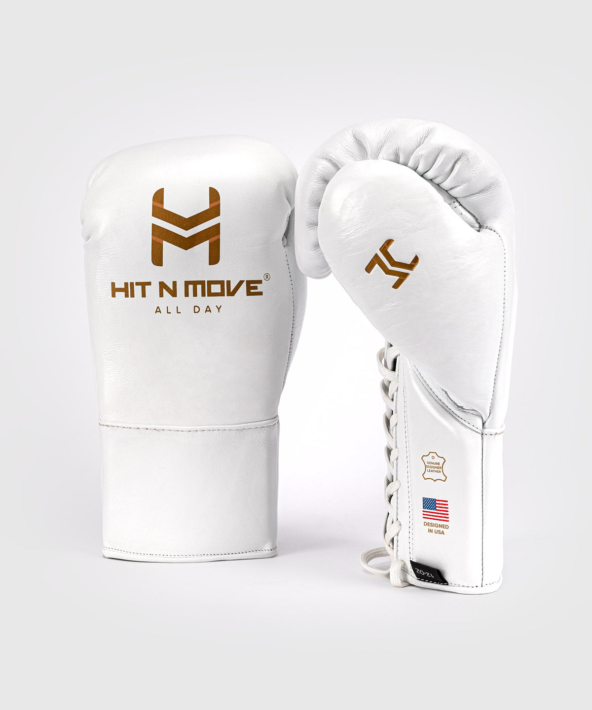 Hit N Move All Day® Pro Guantoni da Boxe con Lacci - Bianco