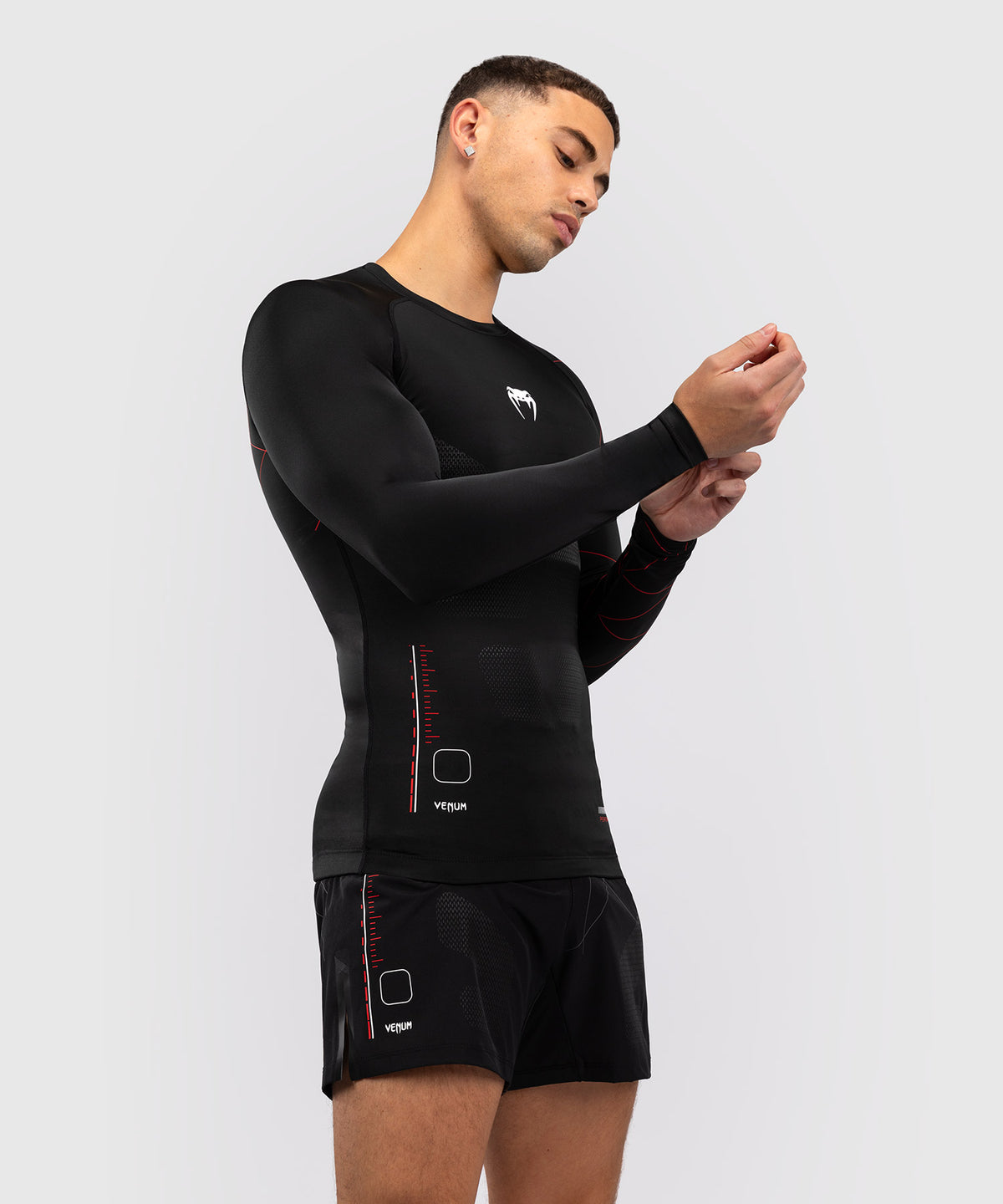 Venum Tactical XT Lycra de manga larga para hombre - Negro/Rojo fuego