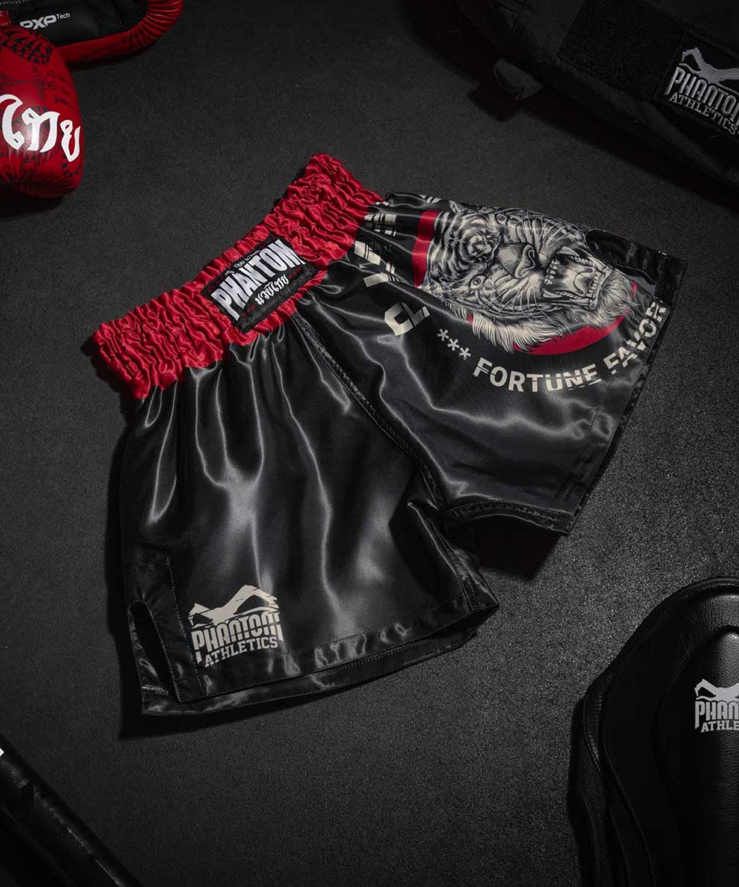 Phantom Athletics Tiger Unit Muay Thai Shorts - Black/Red