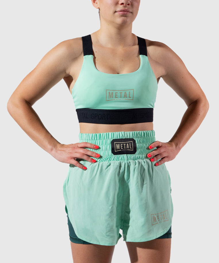 Metal Boxe Deep Waters Elastischer Damen-Sport-BH - Grün