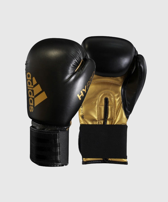 Adidas Hybrid 50 Guantoni da Boxe - Nero/Oro