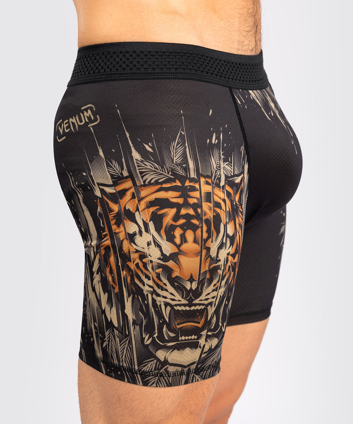 Short de compression Venum Tiger pour Hommes - Noir/Orange Néon
