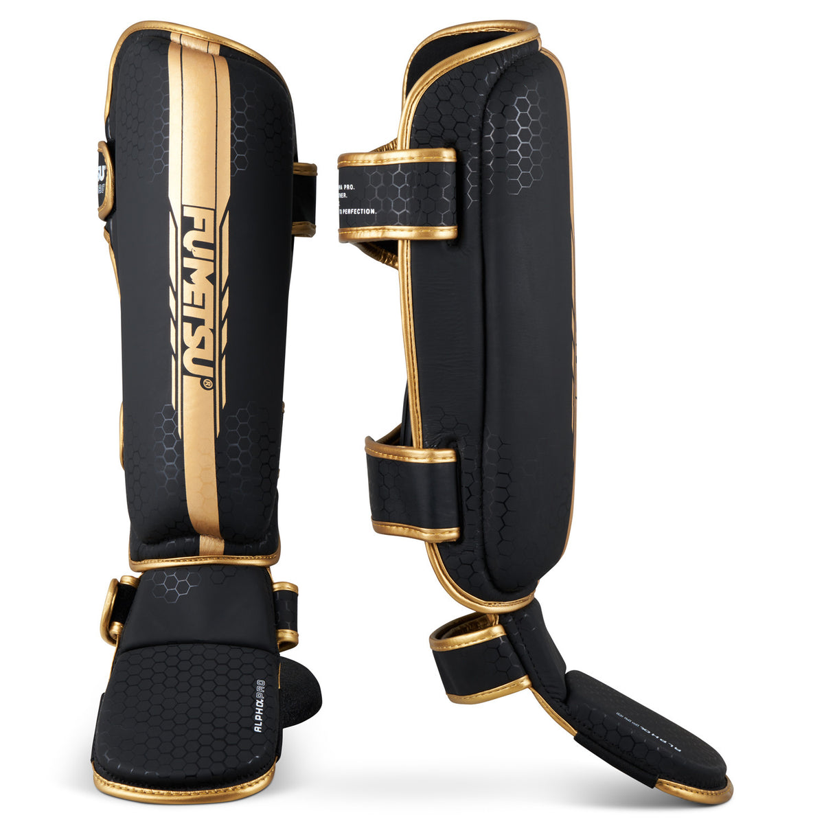 Fumetsu Alpha Pro Shin Guards - Black/Gold