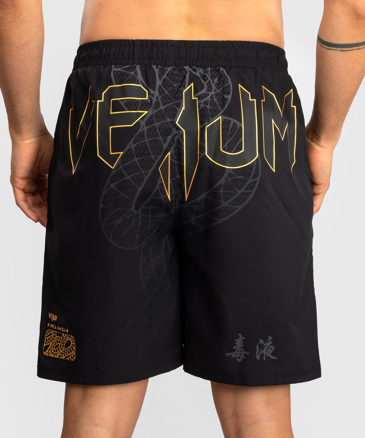 Venum Serpenti Training Shorts - Black/Silver/Gold
