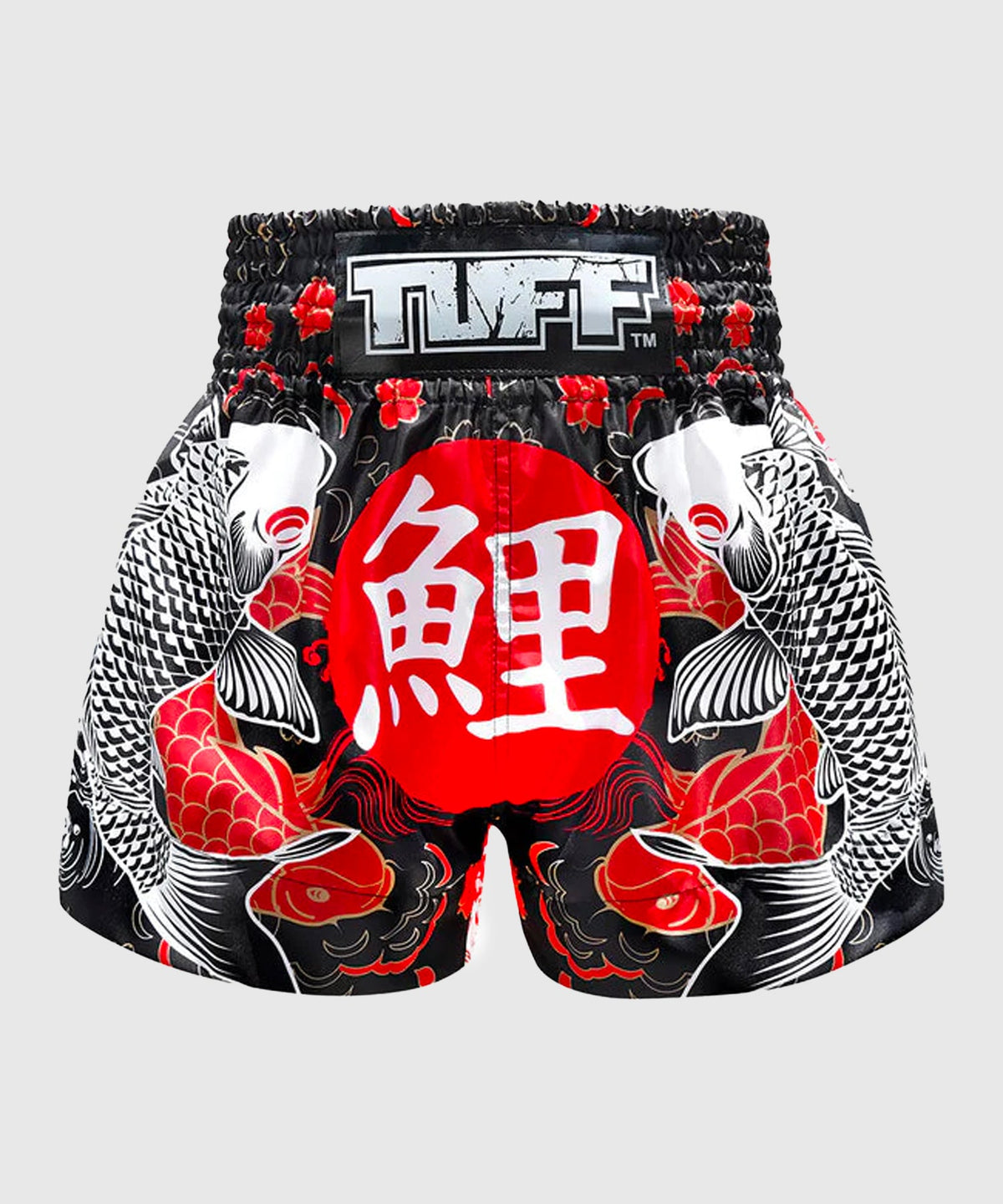 Tuff Japanese Koi Fish Pantaloncini da Muay Thai - Nero