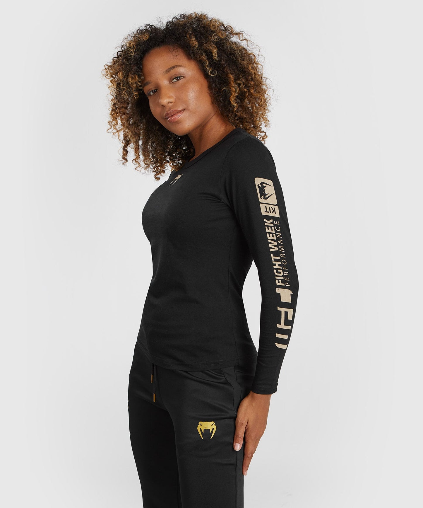 Women's UFC Adrenaline by Venum Fight Week Long Sleeve Cotton T-Shirt - Black