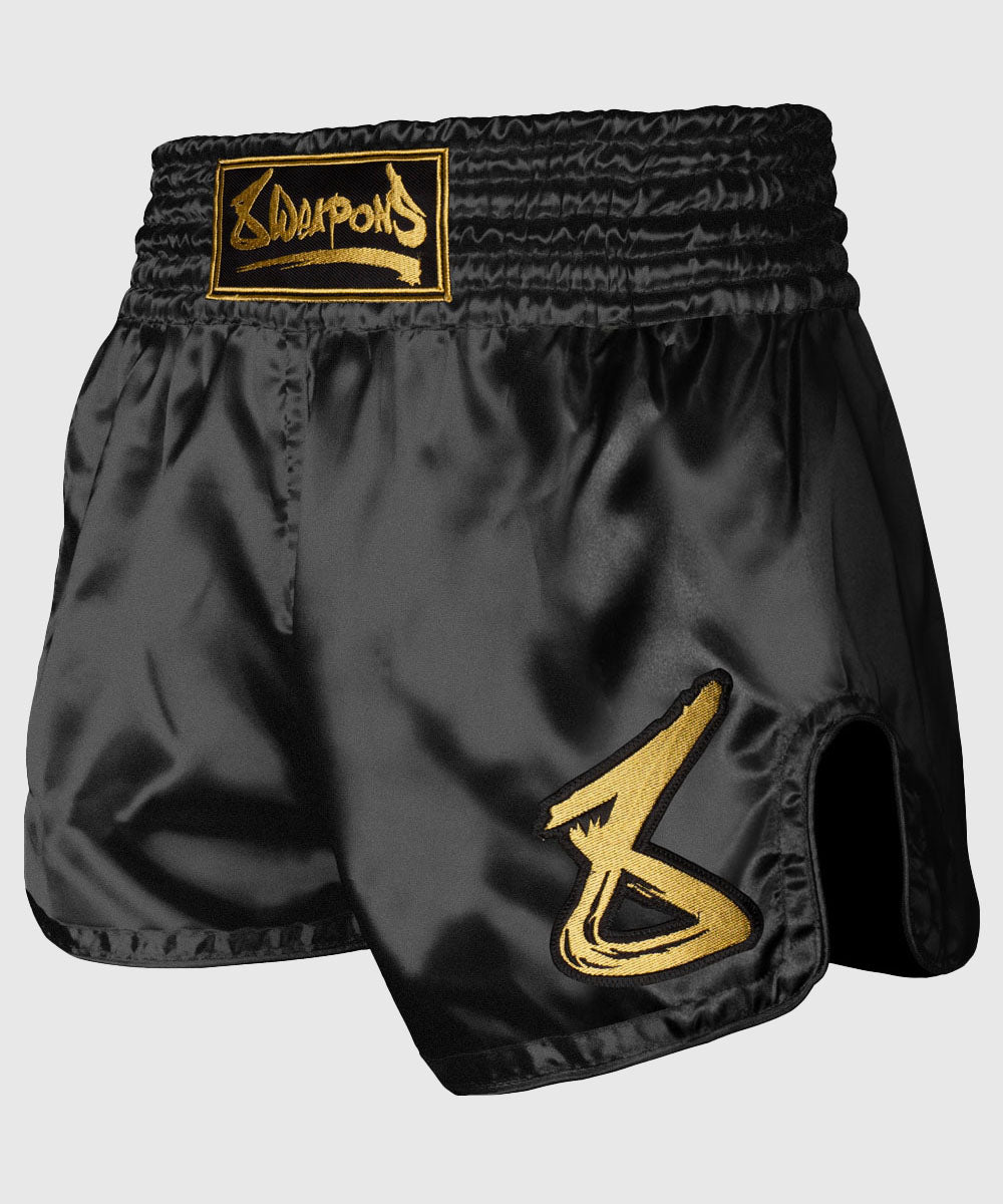 8 Weapons Strike Pantalones de Muay Thai - Negro/Oro