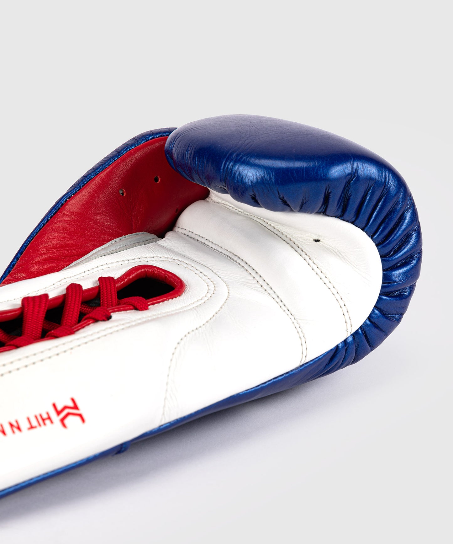 Hit N Move All Day® Pro Grip Plus Lace-up Boxing Gloves - Blue/White/Red