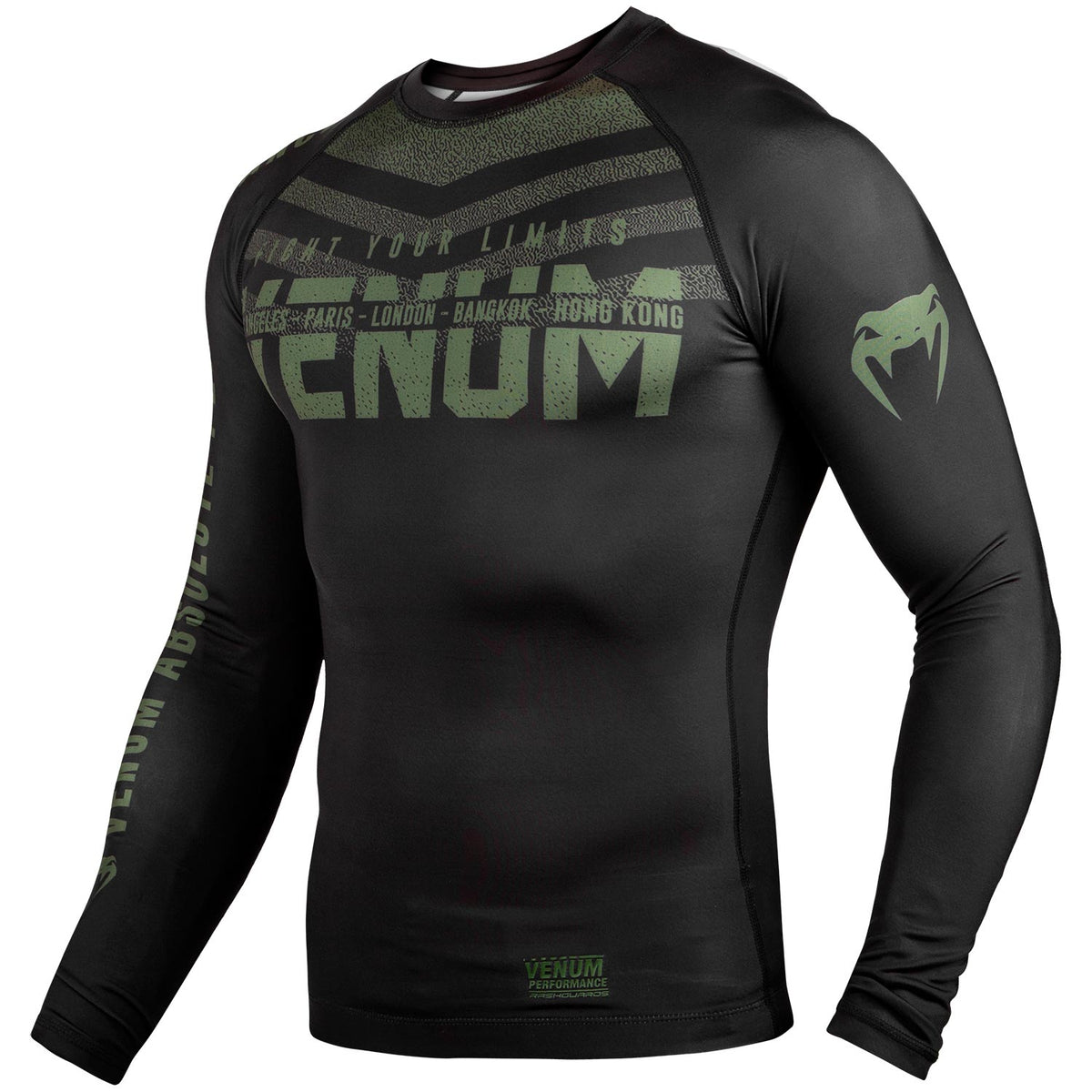 Venum Signature Rashguard - Langarm - Schwarz/Kaki - Exclusiv