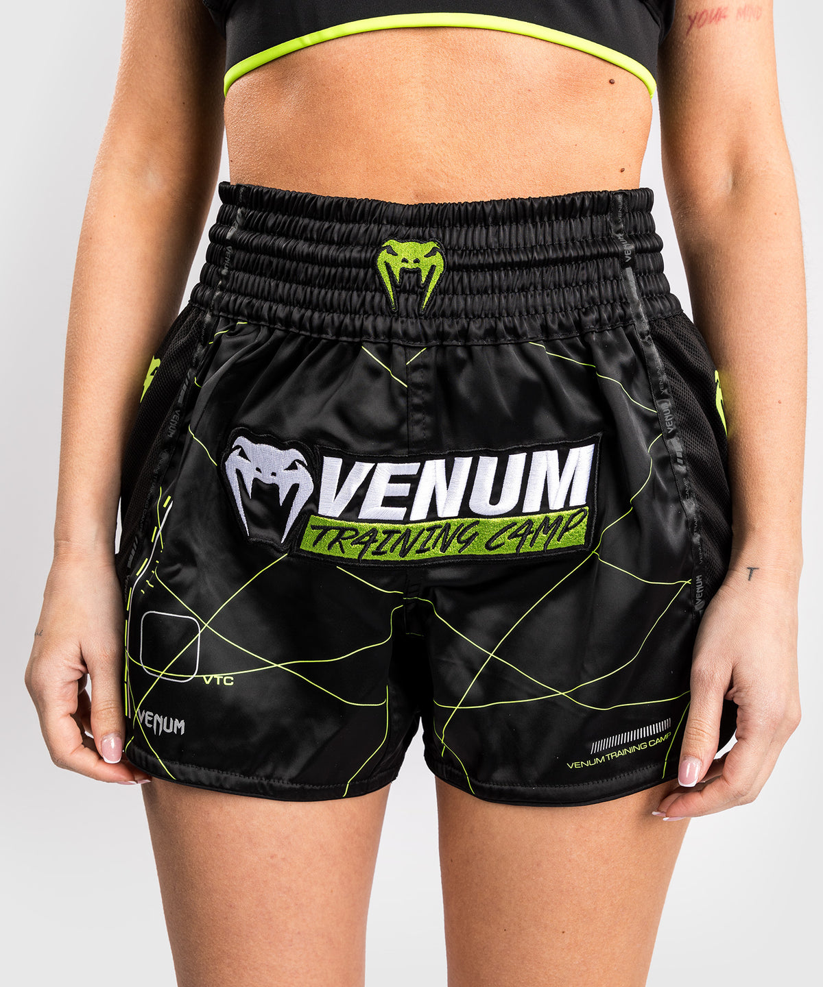 Short de Muay Thai Venum Training Camp 4.0 - Noir/Vert Fluo
