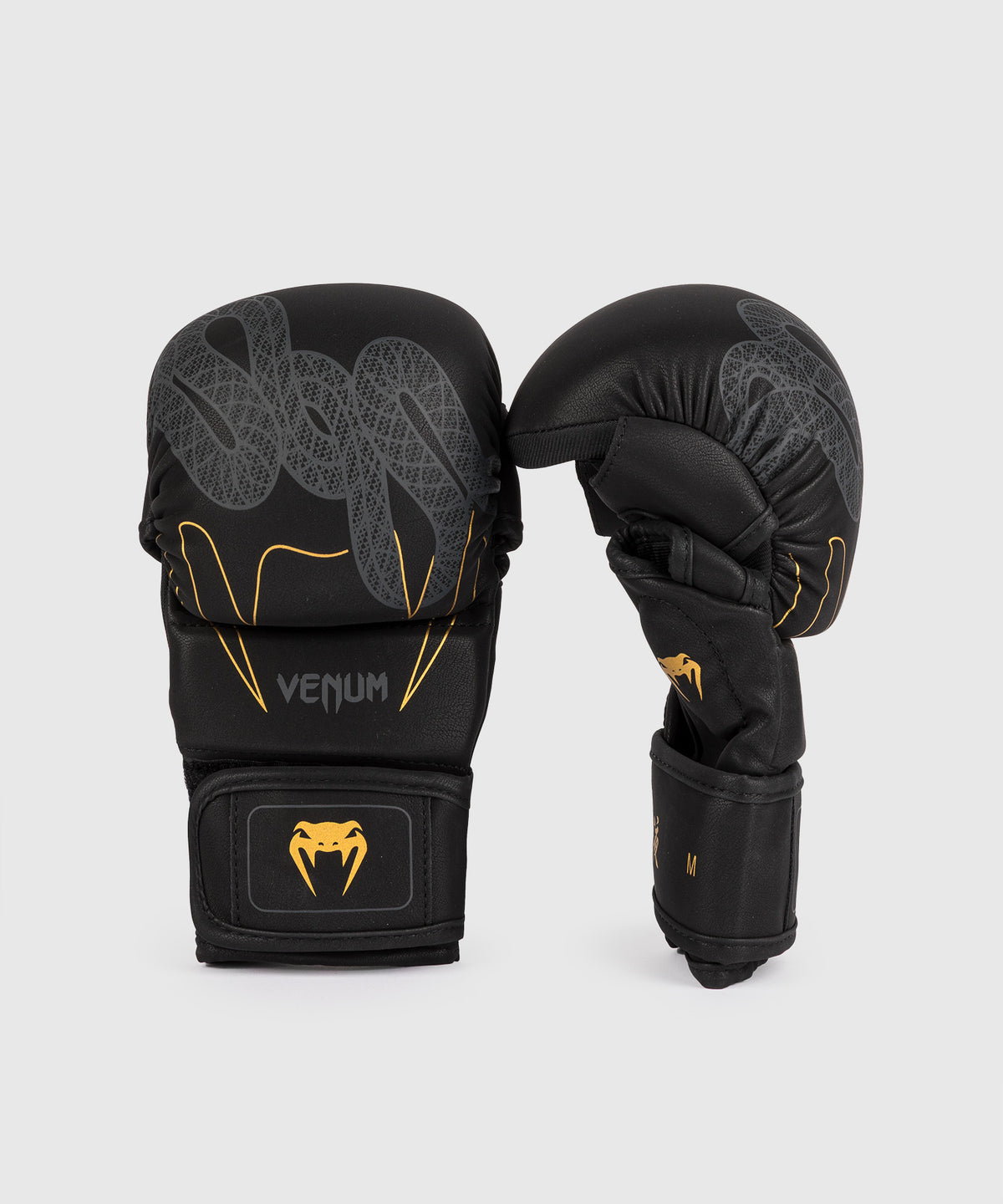 Venum Serpenti Sparring Gloves - Black/Silver/Gold