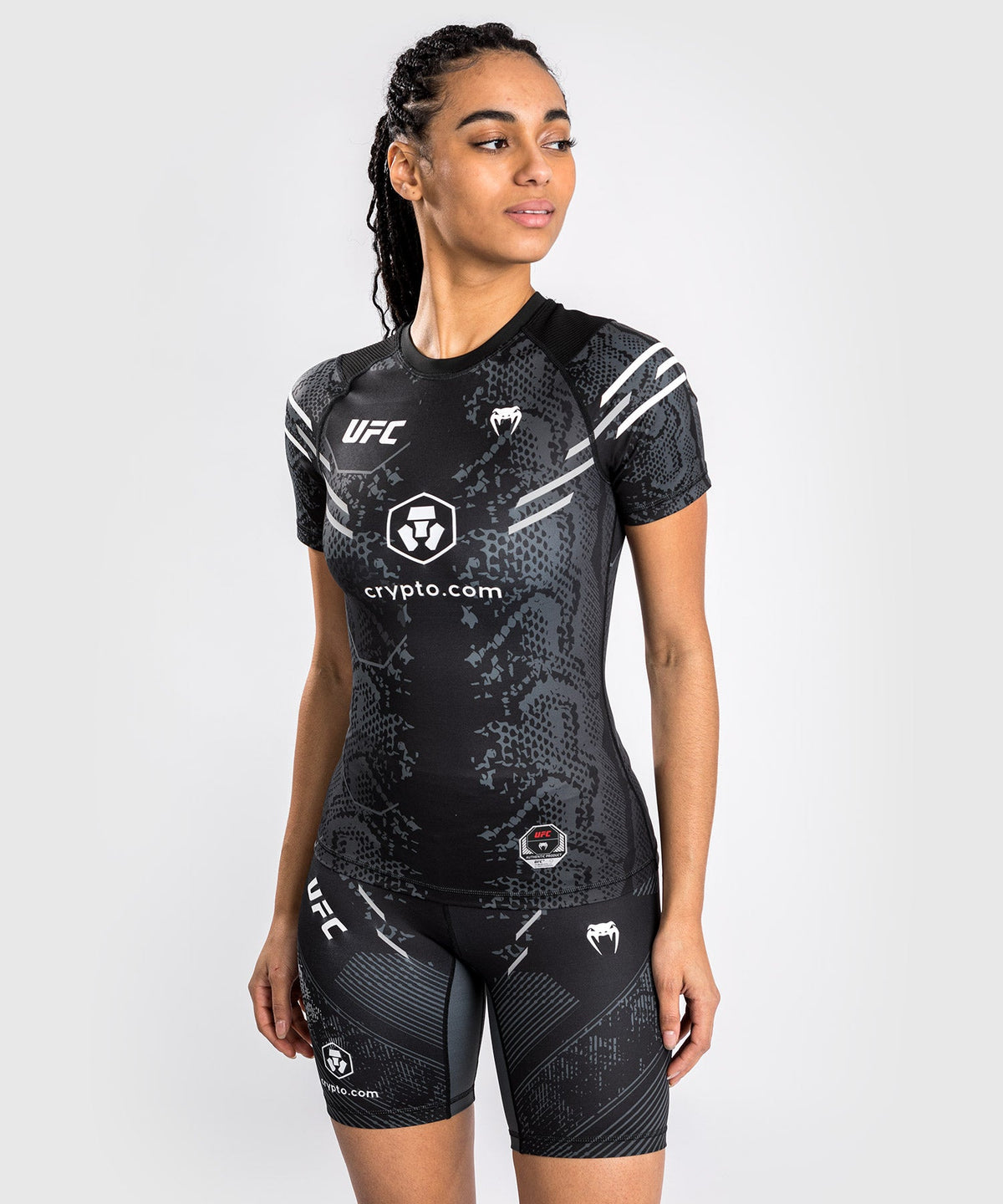 Rashguard à manches courtes pour Femmes UFC Adrenaline by Venum Authentic Fight Night - Noir