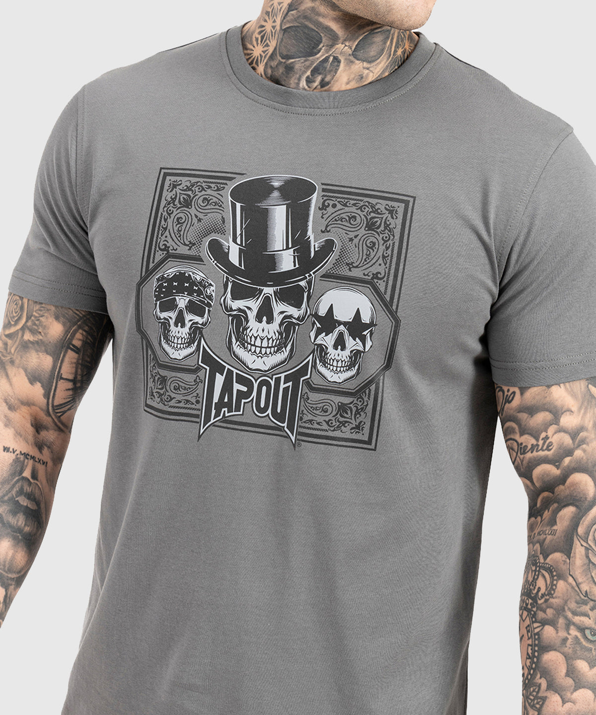 Tapout Skull T-Shirt - Grau/Schwarz
