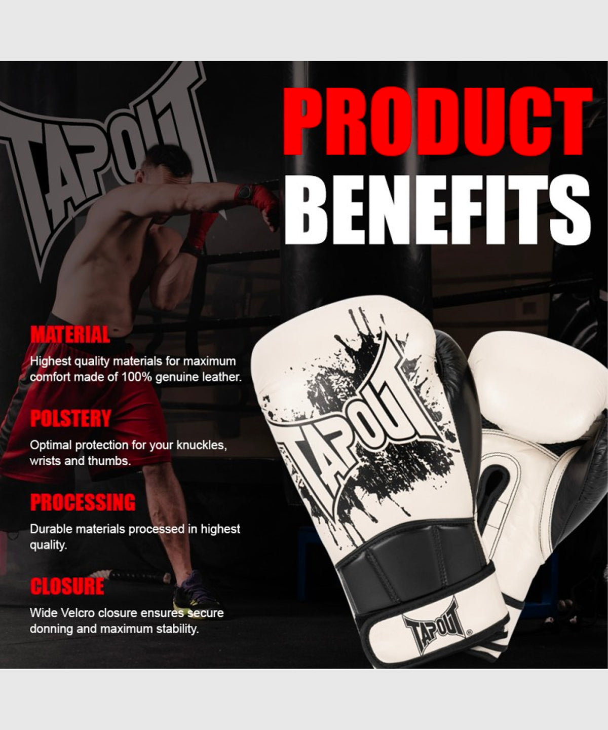 Gants de Boxe Tapout Bandini - Ecru