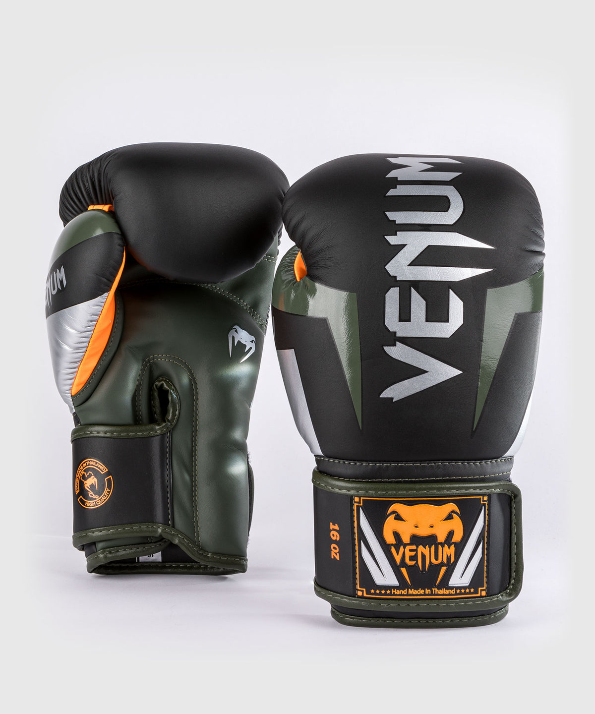 Venum Elite Boxhandschuhe - Schwarz/Silber/Kaki