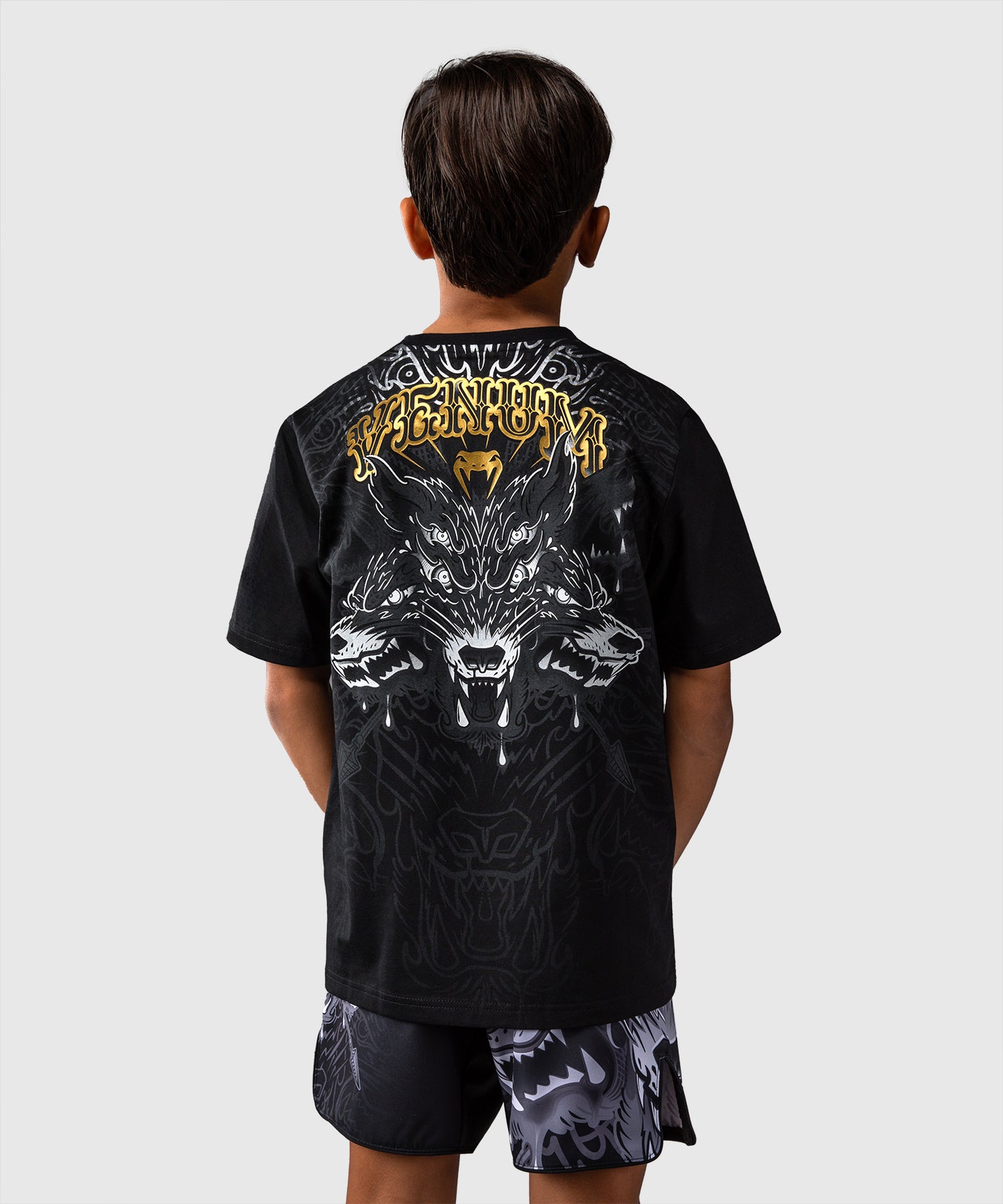 Venum Wolf Atak Kids T-Shirt - Black/Grey