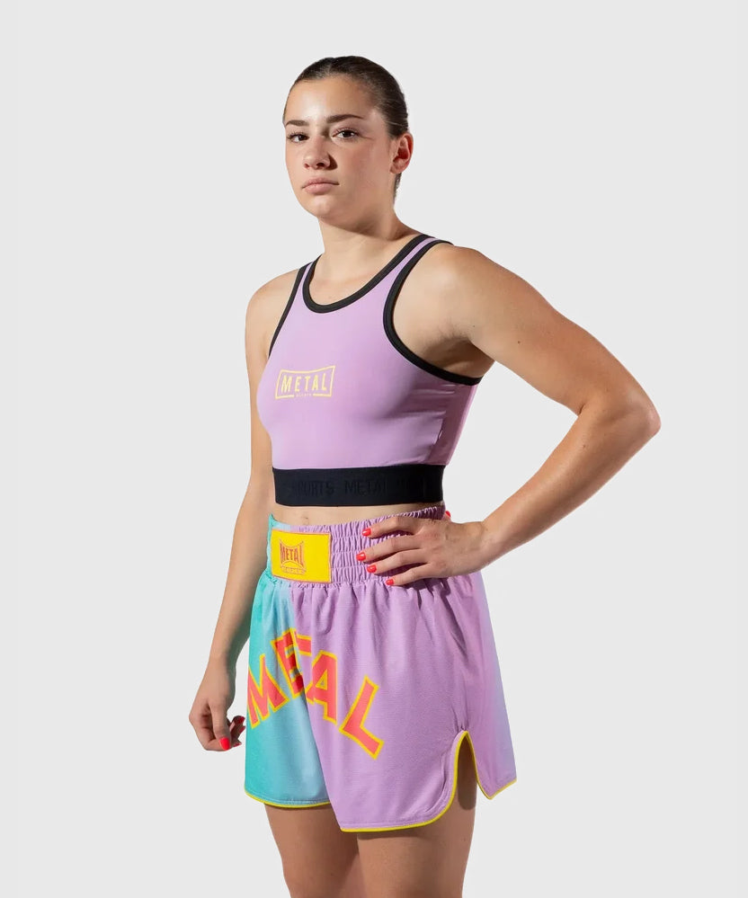 Metal Boxe One Post Cutting Treats Damen-Sport-BH - Violett