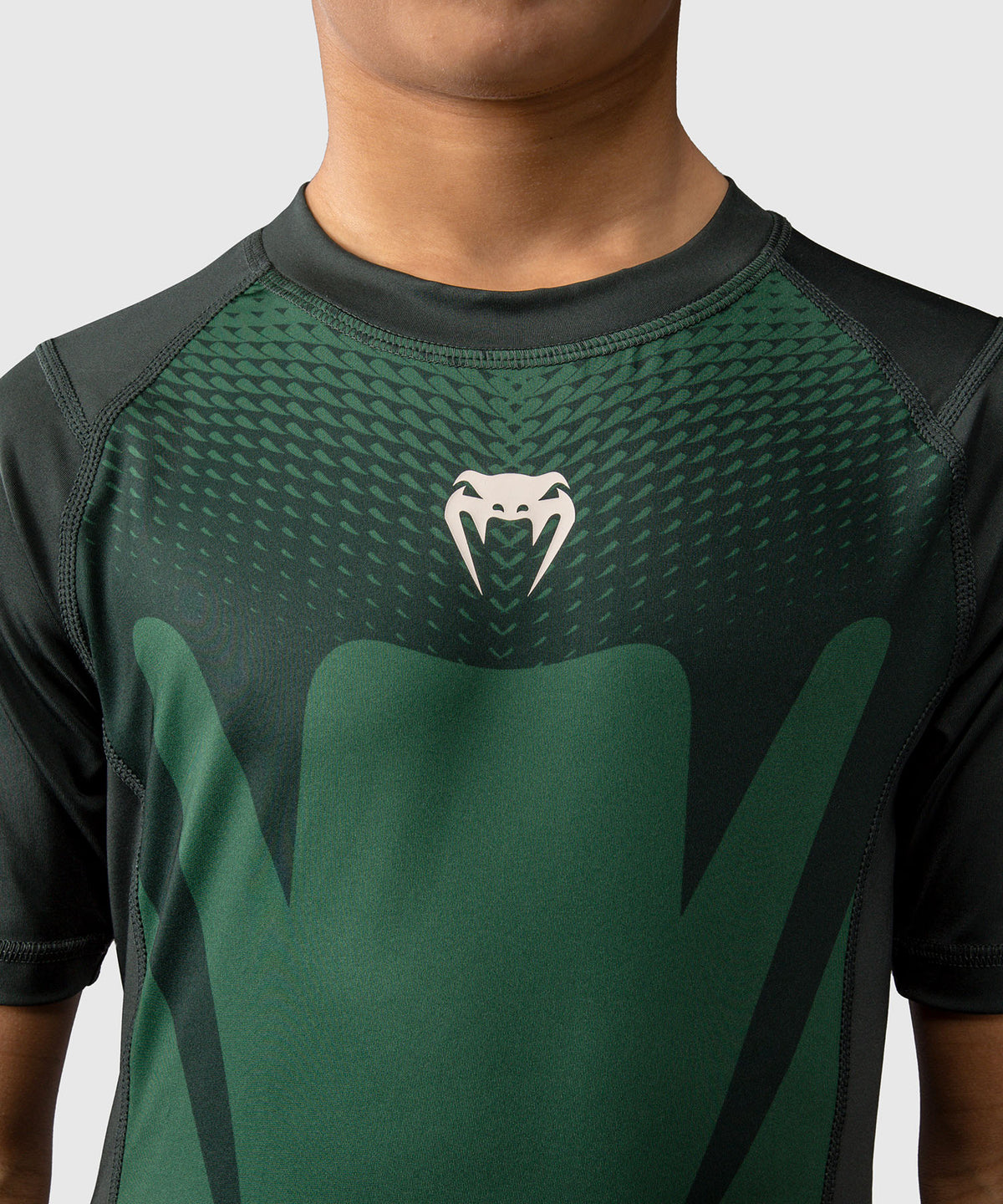 Venum Attack Kinder Kurzarm Rashguard - Waldgrün/Off Weiß
