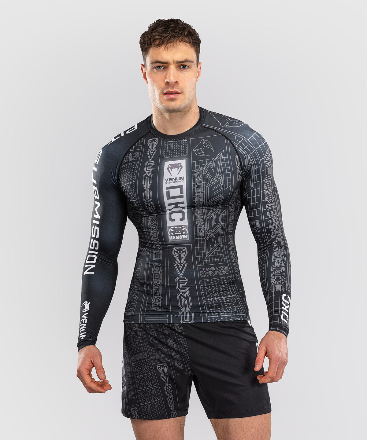 Rashguard à Manches Longues Karate Combat by Venum – Noir/Gris