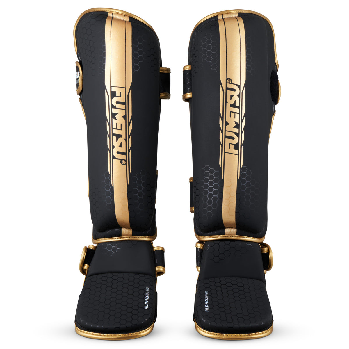 Fumetsu Alpha Pro Shin Guards - Black/Gold
