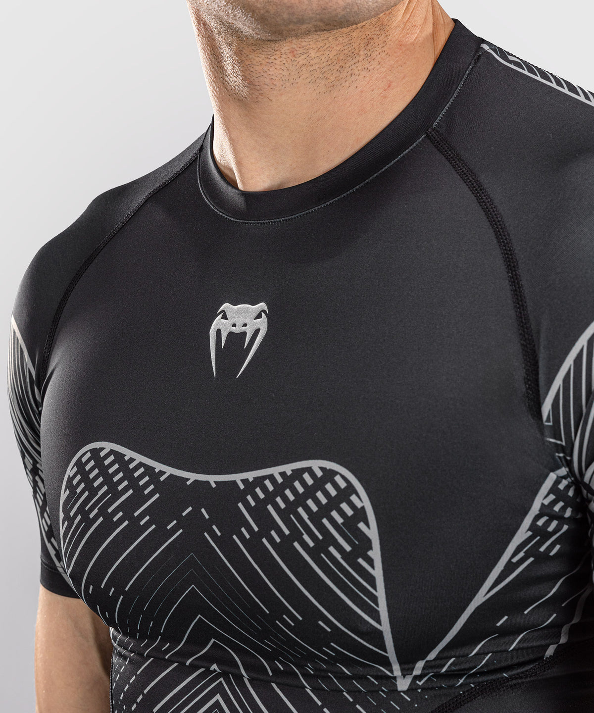 Venum Midnight Fury Short Sleeve Rashguard - Black/Grey/Silver