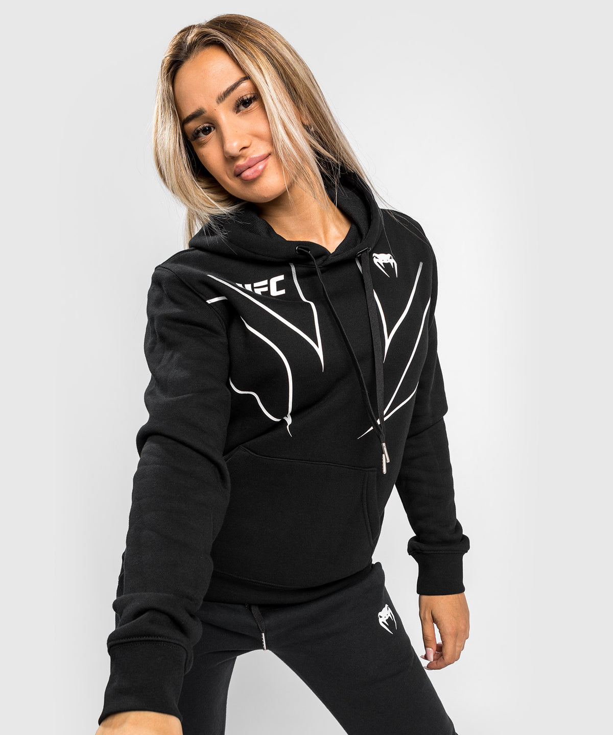 Felpa con cappuccio UFC Venum Fight Night 2.0 Replica Donna - Nero