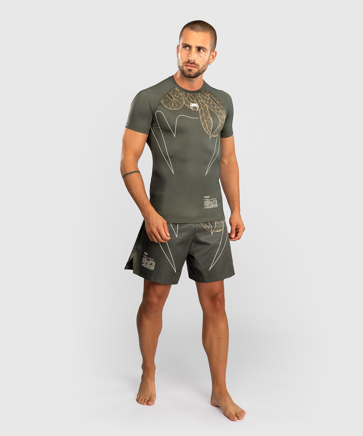 Venum Serpenti Rashguard de Manga Corta – Caqui/Bronce/Marfil