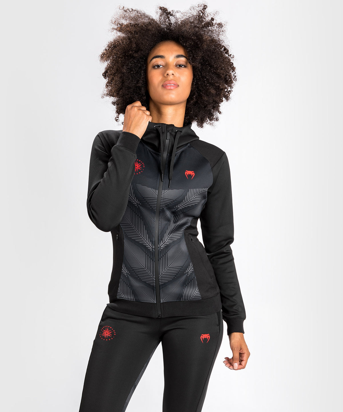 Sudadera con capucha Venum Phantom - Para mujer - Negro/Rojo