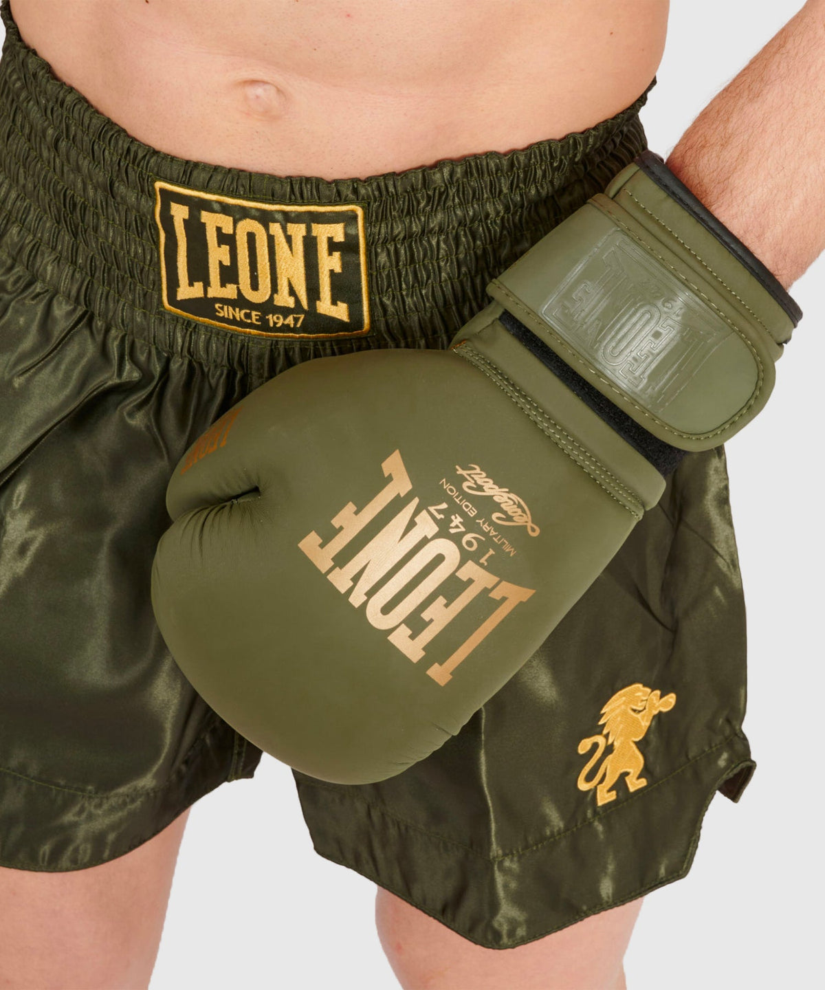 Leone Basic Pantalones de Muay Thai - Caqui
