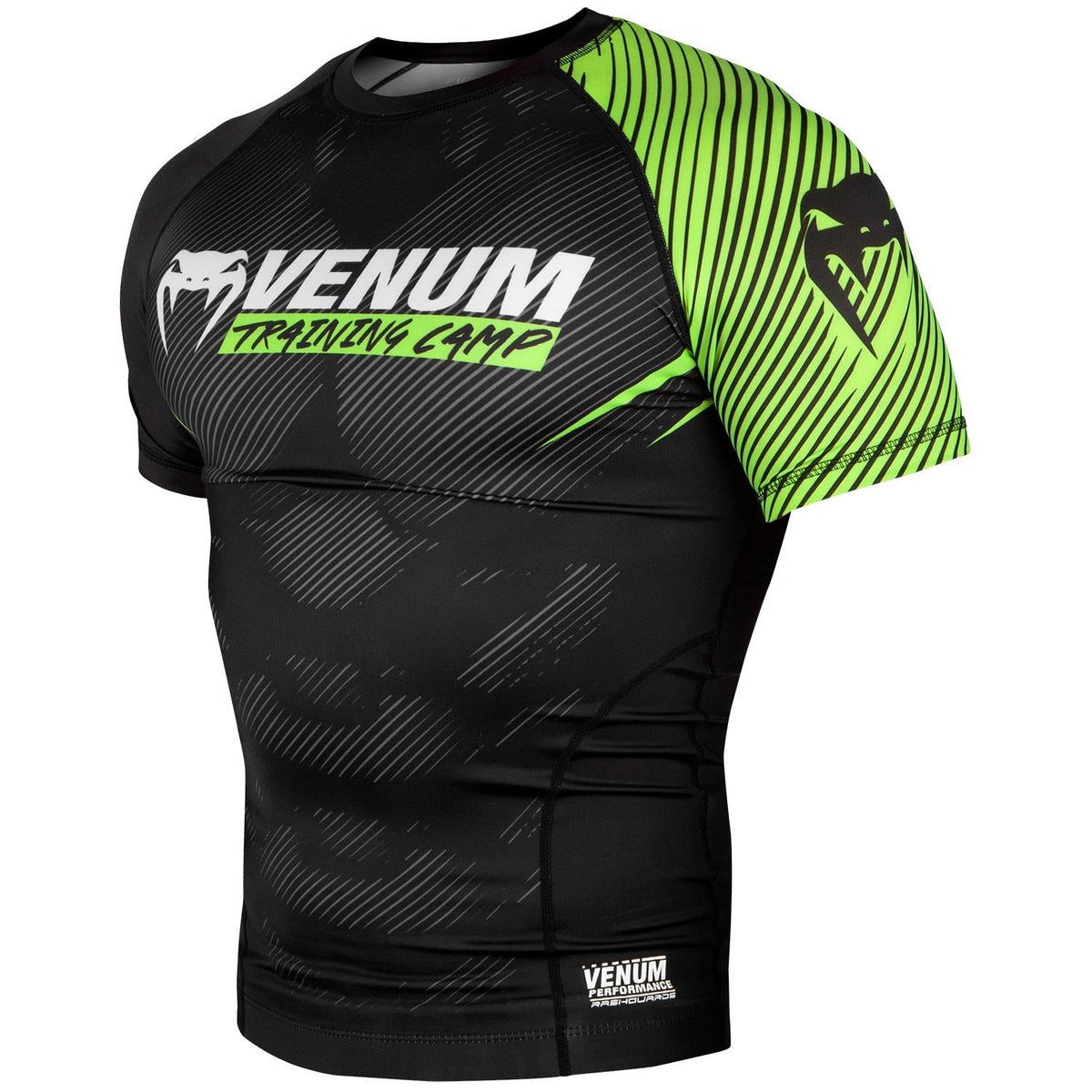 Rashguard Venum Training Camp 2.0 Manches courtes - Noir/ Jaune Fluo