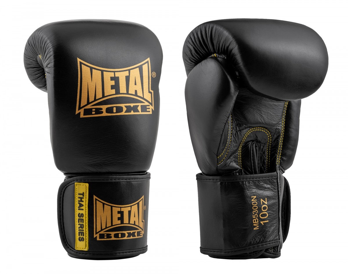 Metal Boxe Guantoni da Boxe in Pelle - Nero/Oro