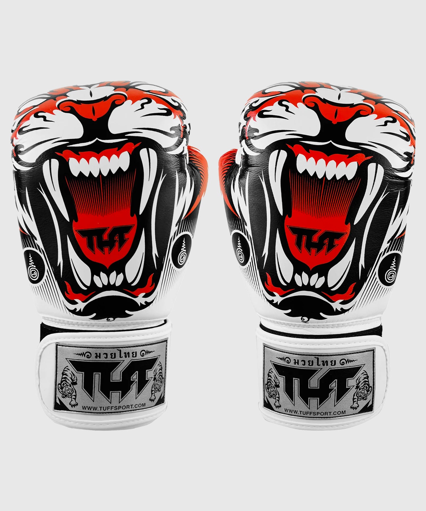 Tuff Tiger Leather Muay Thai Gloves - White