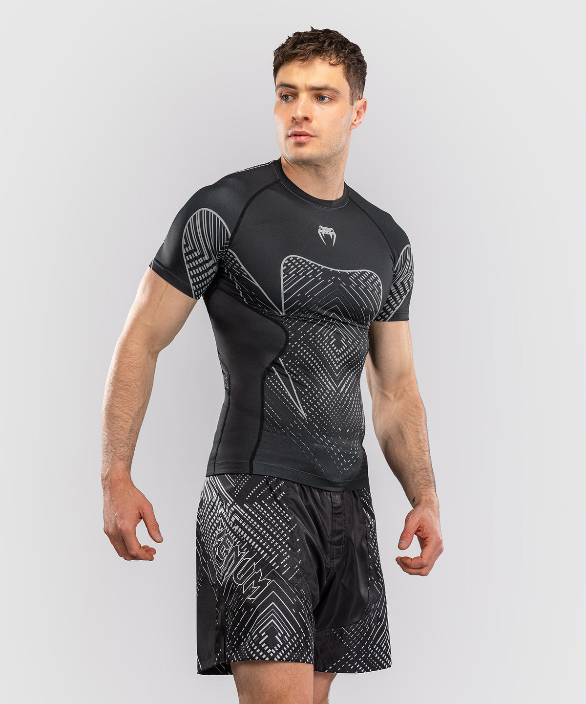 Venum Midnight Fury Short Sleeve Rashguard - Black/Grey/Silver